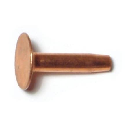 Midwest Fastener Solid Rivet, Flat Head, #9 Dia., 3/4 in L, Copper Body, 36 PK 62212